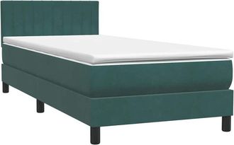 vidaXL Cama Box Spring Con Colch&oacute;n Terciopelo Verde Oscuro 80x220 Cm Vidaxl