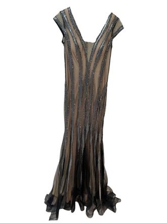 Alberto Makali Mesh Dress In Grey Stripes