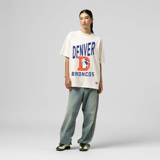 Mitchell & Ness Womens Mitchell & Ness Cream Denver Broncos Logo Rise Boyfriend T-Shirt at Nordstrom, Size Xx-Large