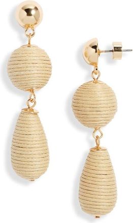 Nordstrom Triple Linear Drop Raffia Earrings in Neutral- Gold at Nordstrom