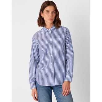 Whistles Relaxed Fit Stripe Shirt in Blue/white at Nordstrom, Size 12