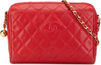 Chanel Pre-owned Womens Caviar Leather Quilted Crossbody - Red - One Size