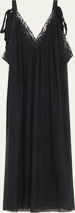 Chloé Lace-Trim Sleeveless Midi Slip Dress