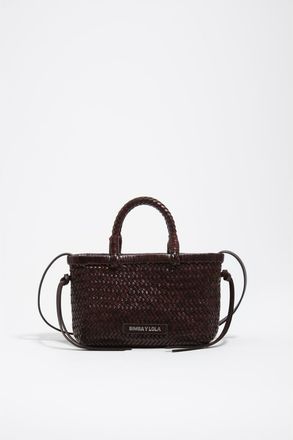 Bimba & Lola Plaited Leather XS Bag in Dark Brown at Nordstrom