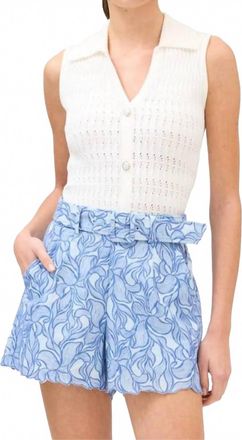 Allison Ainsley Embroidered Shorts In Blue Steel