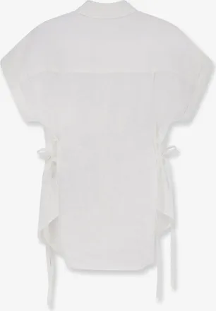 Closed Womens Short-Sleeve Linen Shirt White