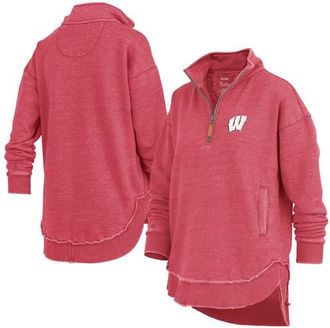 Pressbox Womens Pressbox Red Wisconsin Badgers Northfork Sojourn Poncho Quarter-Zip Sweatshirt at Nordstrom, Size Medium