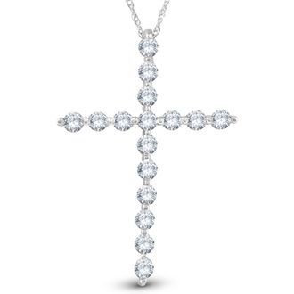 Pompeii3 5/8 Ct Diamond Cross Pendant Necklace 18 10k White Gold 1 Tall