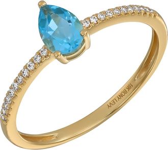 Bony Levy Iris 18K Yellow Gold Blue Topaz & Diamond Stacking Ring at Nordstrom Rack, Size 7.5