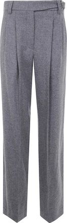 Brunello Cucinelli Brunello Cucinelli, Straight Trousers, female, Gray, Size: 2XS Wide Leg Pants for Stylish Outfits
