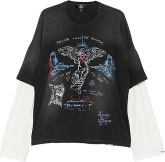 Represent Graphic-print Layered-sleeve T-shirt