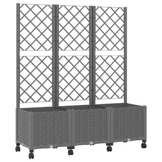 vidaXL Jardinera Con Enrejado Y Ruedas Gris Claro 120 X 40 X 146 Cm Pp Vidaxl