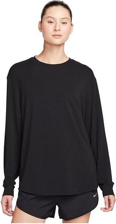 Nike One Relaxed Dri-FIT Long-Sleeve Top Womens Workout Black : XL (US 16-18), Cotton/Elastane/Polyester
