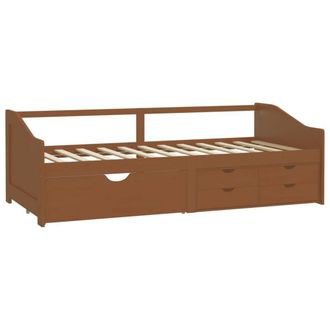 Berkfield Home Sturdy 3-Seater Day Bed with Drawers Honey Brown Solid Pinewood 9