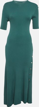 Maje Teal Blue Rib Knit Roxia Maxi Dress