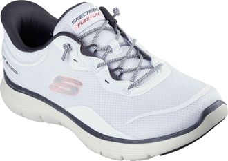 Skechers Flex Appeal 5.0 Easy Breezy Textile Womens White/Multi Standard Trainers - Size UK 3