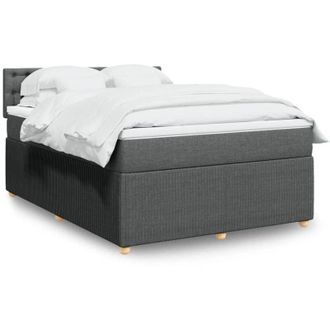 vidaXL Cama Box Spring Con Colch&oacute;n Tela Gris Oscuro 140x200 Cm Vidaxl
