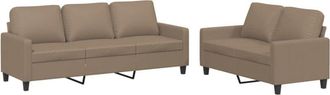 vidaXL Juego De Sof&aacute;s Con Cojines 2 Piezas Cuero Sint&eacute;tico Capuchino Vidaxl