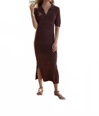 Joseph Ribkoff Viscose Sweater Knit Dress In Mahogany