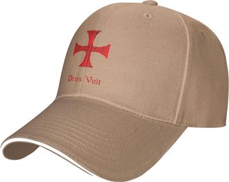 Generic Baseball Cap Deus Vult Crusader Knight Templar Cross Trucker Hat Adjustable Sandwich Baseball Cap Ladies Sun Visor Hat, for Fishing, Camping, Cycling