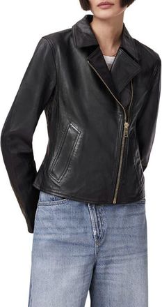 AllSaints Vela Leather Biker Jacket in Black at Nordstrom, Size 0 Us
