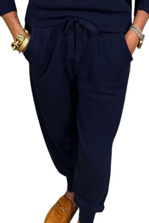 White + Warren Classic Cashmere Jogger Pants In Navy