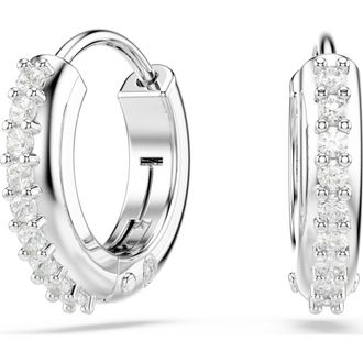 Swarovski Matrix Mini Hoop Earrings in White/Silver at Nordstrom
