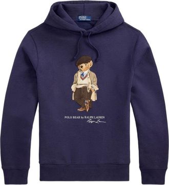 Polo Ralph Lauren Navy Graphic Bear Hoodie With Drawstring