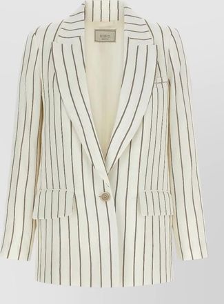 PESERICO pinstripe blazer single breasted notched lapels