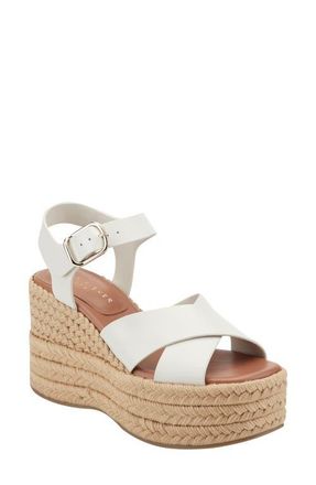 Marc Fisher Pasion Espadrille Ankle Strap Platform Wedge Sandal in Ivory at Nordstrom, Size 7.5
