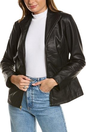 Cole Haan Leather Zip Front Jacket