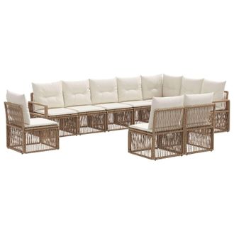 vidaXL Conjunto De Sof&aacute;s De Jard&iacute;n 10 Pcs Beige Rat&aacute;n Sint&eacute;tico Vidaxl