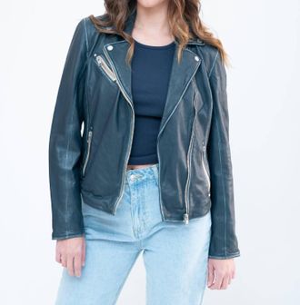 Mauritius Sofia Leather Jacket In Denim Blue