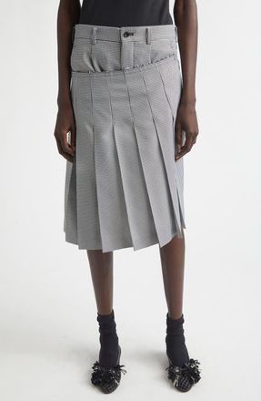 Comme Des Gar&ccedil;ons Pleated Asymmetric Houndstooth Check Skort in Black/White at Nordstrom, Size X-Small