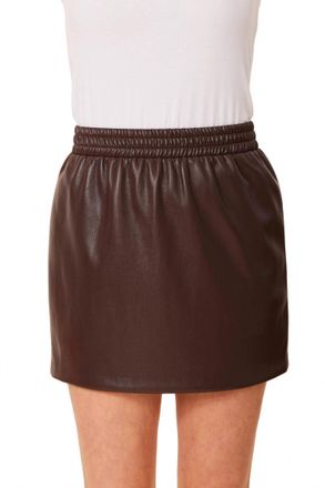 Dolce Cabo Faux Leather Elasticized Waist Mini Skirt In Coffee