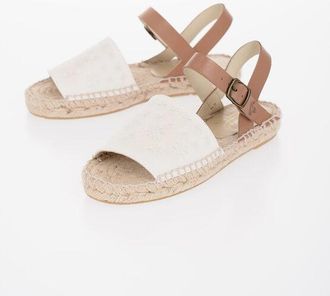 BONPOINT Leather Ankle Strap Sandals With Rafia Sole size 34