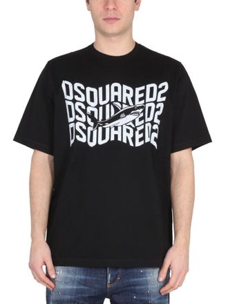 Dsquared2 Shark Motif Logo Print T-Shirt