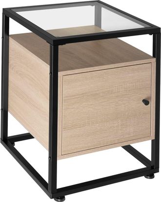 TecTake Mesilla de noche 40x43x60,5cm, madera industrial clara, roble Sonoma