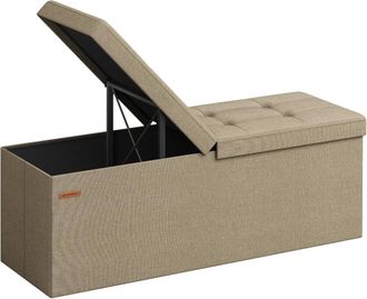 Songmics Puff almacenaje de 38 x 110 x 38 cm de color marr&oacute;n camello