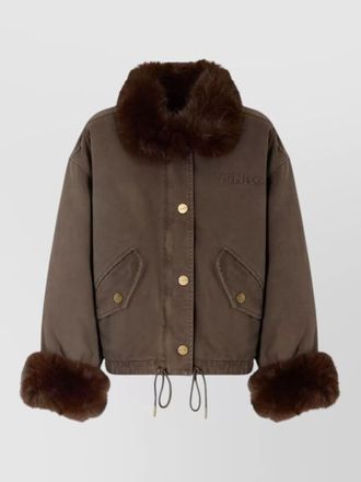 Pinko faux fur trim cropped jacket