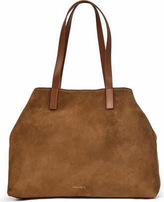Aquatalia Womens Siena Tote, Brandy Suede, L, Siena Tote
