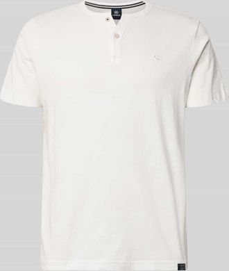 Lerros T-Shirt mit kurzer Knopfleiste in Offwhite, Gr&ouml;&szlig;e XXXL