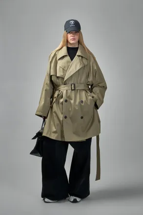 Balenciaga Draped Neck Midi Trench