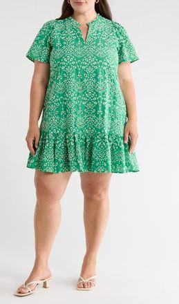 Sugarlips Viridiana Floral Eyelet Minidress in Kelly Green at Nordstrom, Size 3X