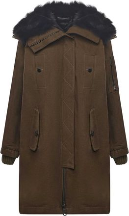 Dolce & Gabbana Long Down Jacket With Fur Trim