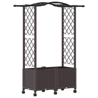 vidaXL Cama Elevada Con Trellis Y Techo Marr&oacute;n 125 X 40 X 144 Cm Pp Vidaxl