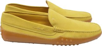 Tod's Tods Rubber Sole Loafers in Yellow Suede