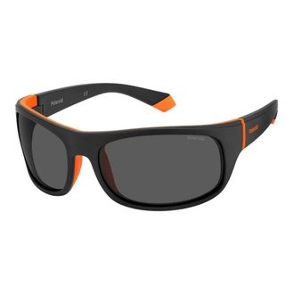 Polaroid Sunglasses, male, Black, Size: 66 MM Black Orange/Grey Sunglasses