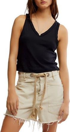 Free People Easy Ruffle Tank in Black at Nordstrom Rack, Size Large