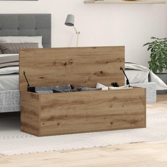 Berkfield Home Artisan Oak Storage Box 102x35x35 cm Made of Engineered Wood in Brown | Size: 102 x 35 x 35 cm